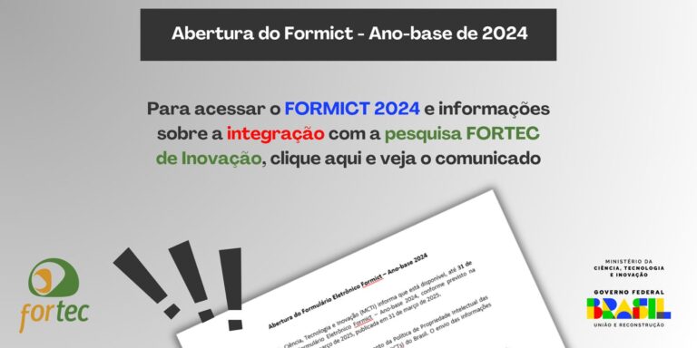 MCTI disponibiliza Formulário Eletrônico Formict – Ano-base 2024 até 31 de agosto